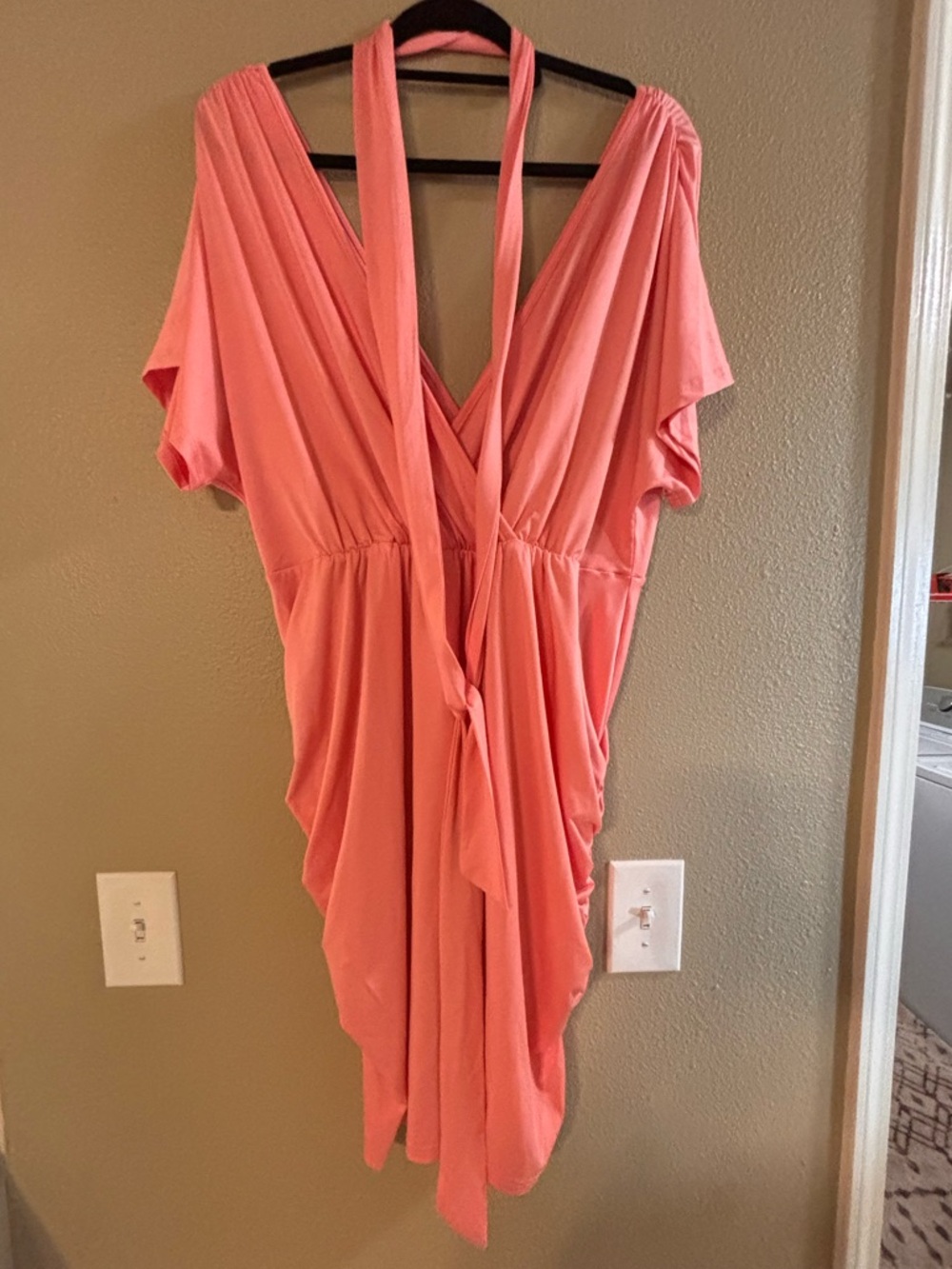Pink Draped V-Neck Dress